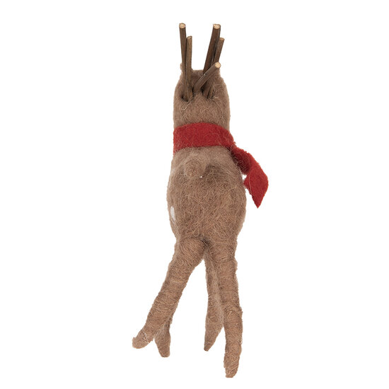Clayre & Eef | Kerstdecoratie Rendier Bruin Rood 14x4x19 cm | 66036
