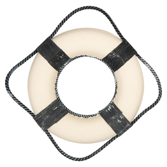 Clayre &amp; Eef   | Decoratie Reddingsboei Wit Blauw &oslash; 31x6 cm | 66068