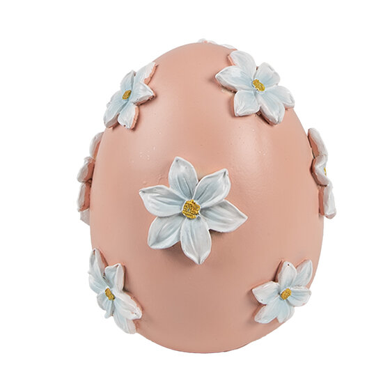 Clayre &amp; Eef   | Decoratie Beeld Ei Roze Wit &oslash; 11x13 cm | 6PR5215