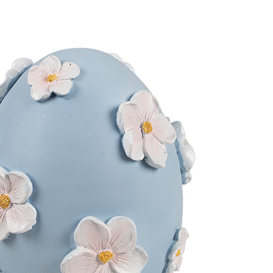 Clayre &amp; Eef   | Decoratie Beeld Ei Blauw Wit &oslash; 11x13 cm | 6PR5216