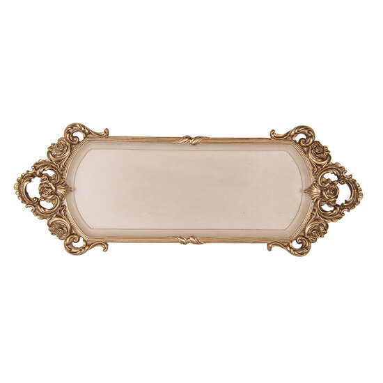 Clayre & Eef | Decoratief Dienblad Goudkleurig Beige 34x13x3 cm | 6PR5295