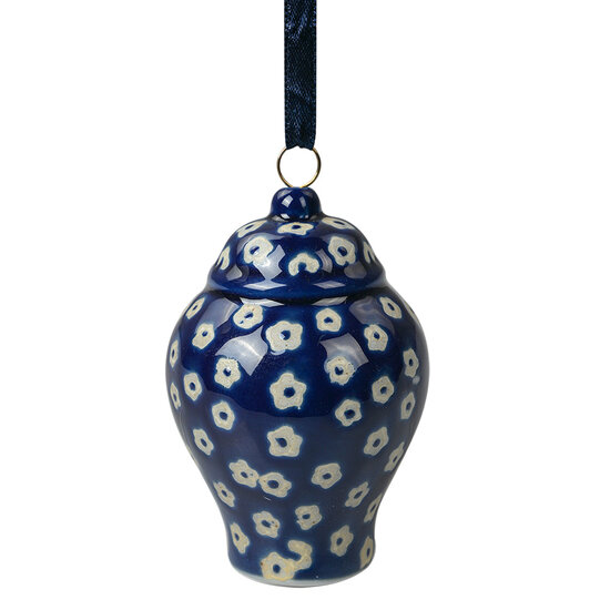 Clayre & Eef | Decoratie hanger Blauw Wit ø 5x8 cm | 6CE2113