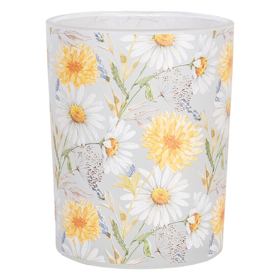 Clayre & Eef | Waxinelichthouder (2) Wit Geel ø 7x8 / 10x13 cm | 6GL4956