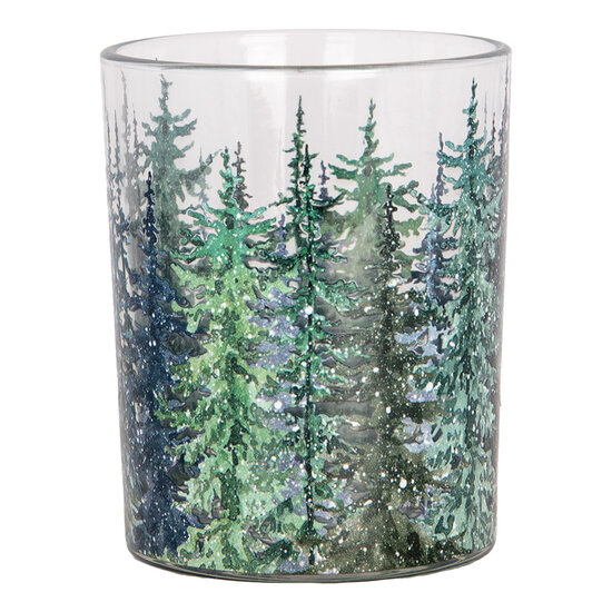 Clayre & Eef | Waxinelichthouder (2) Groen ø 7x8 / 10x13 cm | 6GL4958