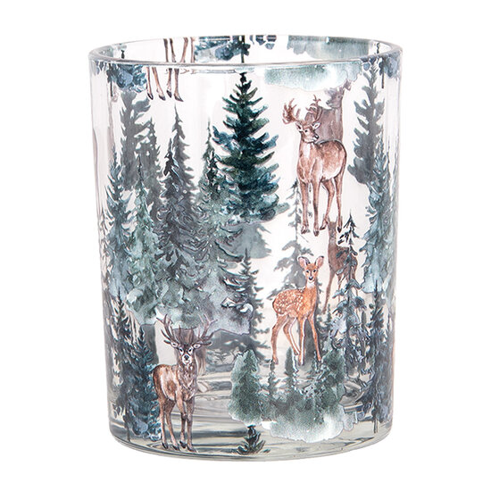 Clayre & Eef | Waxinelichthouder (2) Transparant Groen ø 7x8 / 10x13 cm | 6GL4960