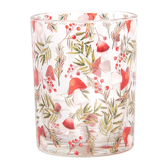 Clayre & Eef | Waxinelichthouder (2) Transparant Rood ø 7x8 / 10x13 cm | 6GL4962