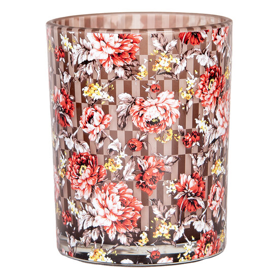 Clayre & Eef | Waxinelichthouder (2) Bruin Rood ø 7x8 / 10x13 cm | 6GL4974