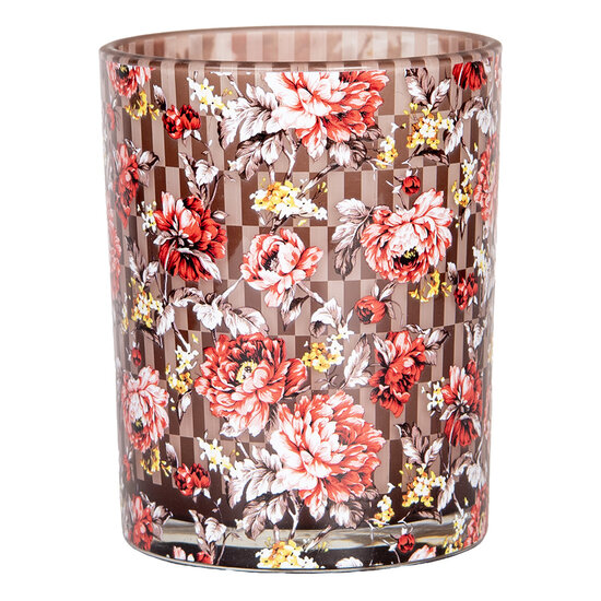 Clayre & Eef | Waxinelichthouder (2) Bruin Rood ø 7x8 / 10x13 cm | 6GL4974