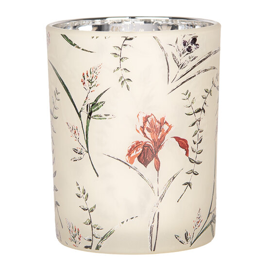 Clayre & Eef | Waxinelichthouder (2) Beige Groen ø 7x8 / 10x13 cm | 6GL4978