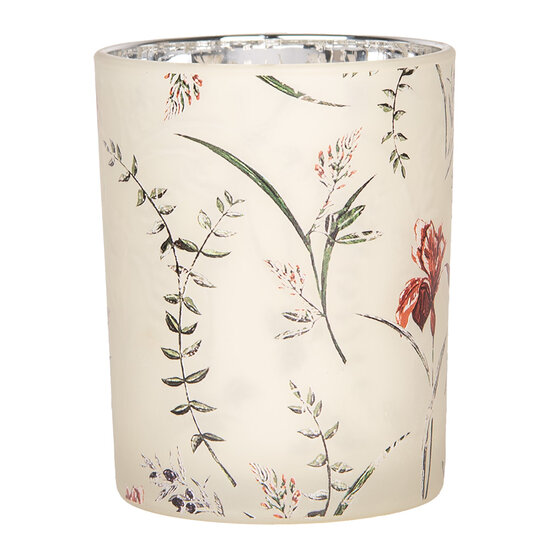 Clayre & Eef | Waxinelichthouder (2) Beige Groen ø 7x8 / 10x13 cm | 6GL4978