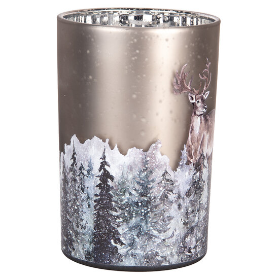 Clayre & Eef | Waxinelichthouder Grijs Bruin ø 12x18 cm | 6GL4985