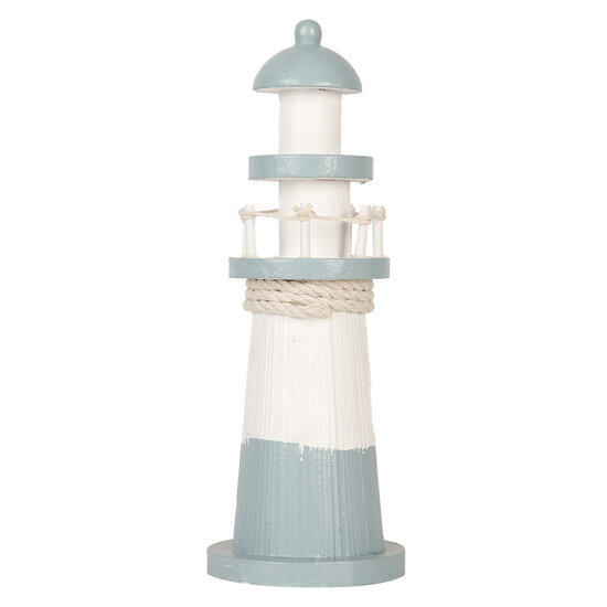 Clayre &amp; Eef   | Decoratie Vuurtoren Wit Blauw &oslash; 8x22 cm | 6H2404