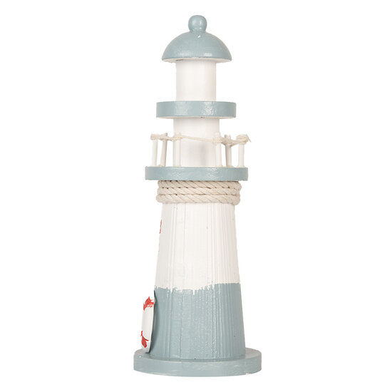 Clayre &amp; Eef   | Decoratie Vuurtoren Wit Blauw &oslash; 8x22 cm | 6H2404