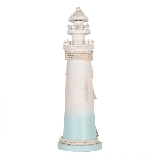 Clayre &amp; Eef   | Decoratie Vuurtoren Wit Blauw &oslash; 13x42 cm | 6H2412