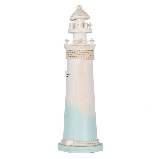 Clayre &amp; Eef   | Decoratie Vuurtoren Wit Blauw &oslash; 13x42 cm | 6H2412