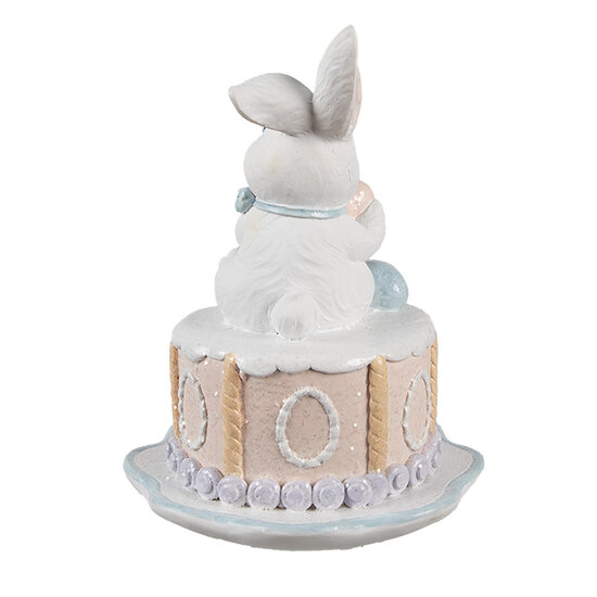 Clayre & Eef | Decoratie Beeld Konijn Wit Roze ø 12x17 cm | 6PR5168