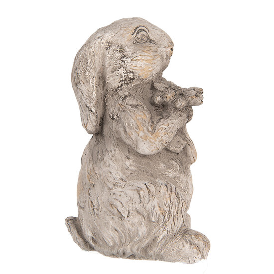 Clayre &amp; Eef   | Decoratie Beeld Konijn Grijs 10x9x15 cm | 6TE0560
