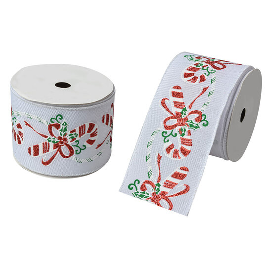 Clayre & Eef | Lint Wit Rood 6.3 cm x 5 m | LI0133