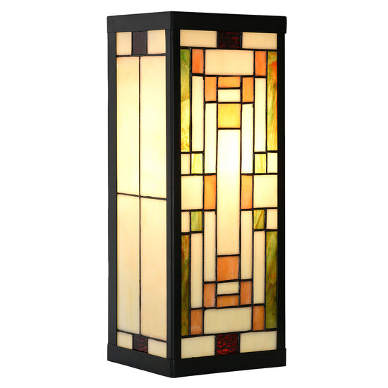 Clayre & Eef | Wandlamp Tiffany Beige Groen 14x16x40 cm E27/max 1x100W | 5LL-6363