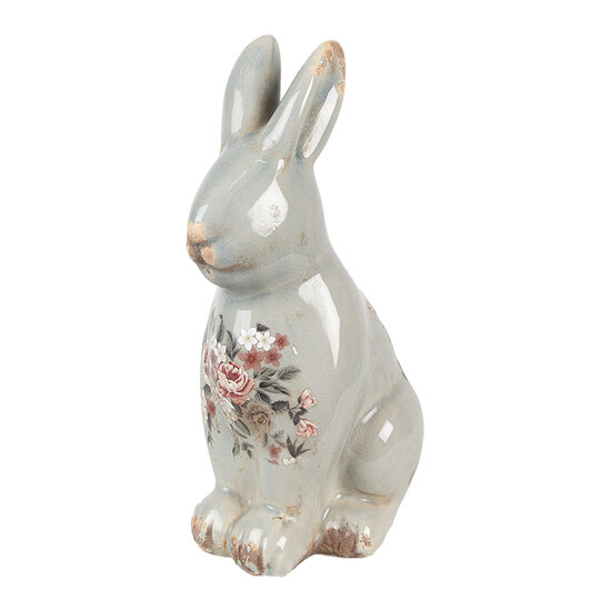 Clayre &amp; Eef   | Decoratie Beeld Konijn Grijs Roze 16x12x27 cm | 6CE1968L