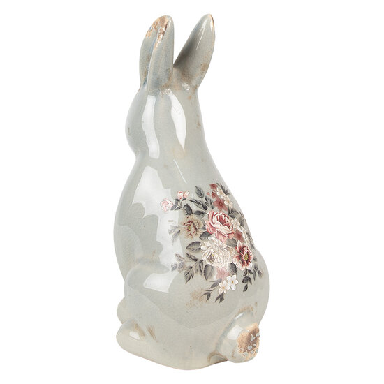 Clayre &amp; Eef   | Decoratie Beeld Konijn Grijs Roze 16x12x27 cm | 6CE1968L