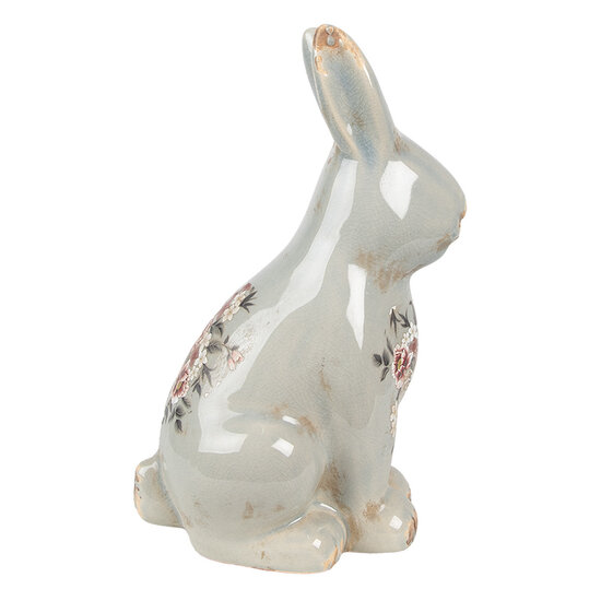 Clayre &amp; Eef   | Decoratie Beeld Konijn Grijs Roze 16x12x27 cm | 6CE1968L