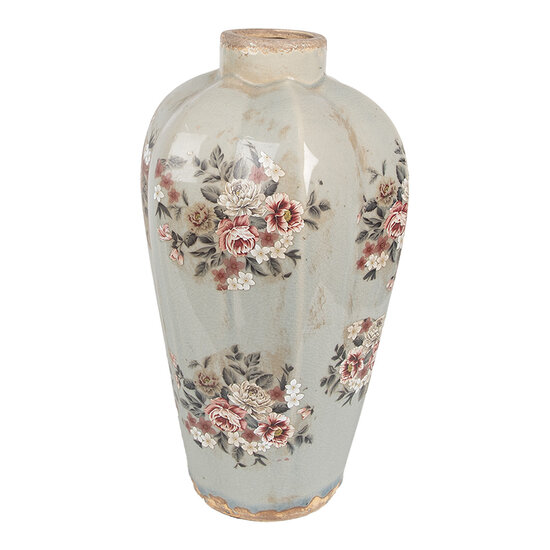 Clayre & Eef | Vaas Grijs Roze ø 24x40 cm | 6CE1970L