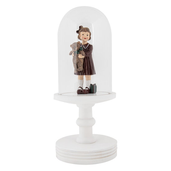 Clayre &amp; Eef   | Stolp Transparant Wit &oslash; 14x34 cm | 6GL5059W