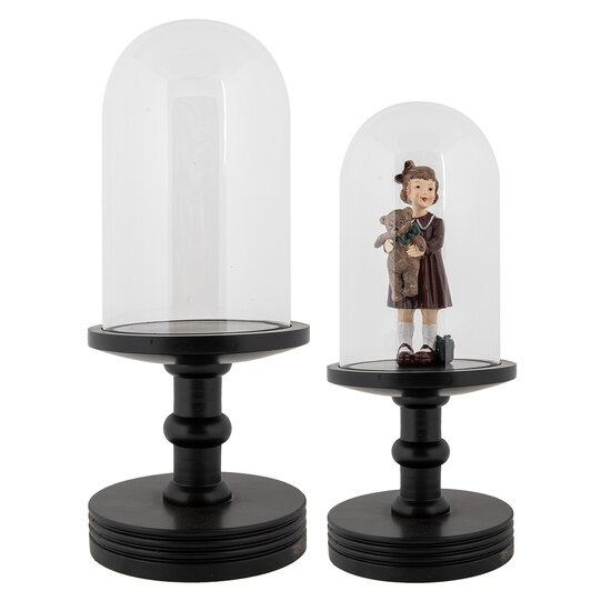 Clayre &amp; Eef   | Stolp Transparant Zwart &oslash; 17x40 cm | 6GL5060Z