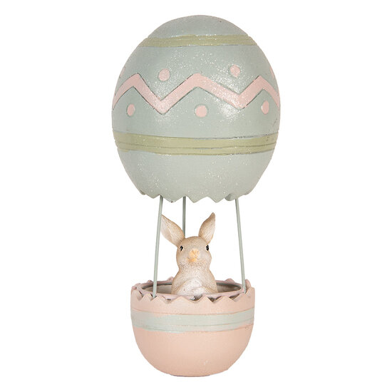 Clayre &amp; Eef   | Decoratie Beeld Konijn Beige Blauw &oslash; 12x25 cm | 6PR5473