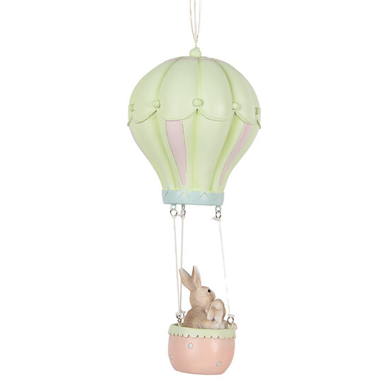 Clayre & Eef | Decoratie hanger Konijnen Beige Groen ø 14x34 cm | 6PR5474