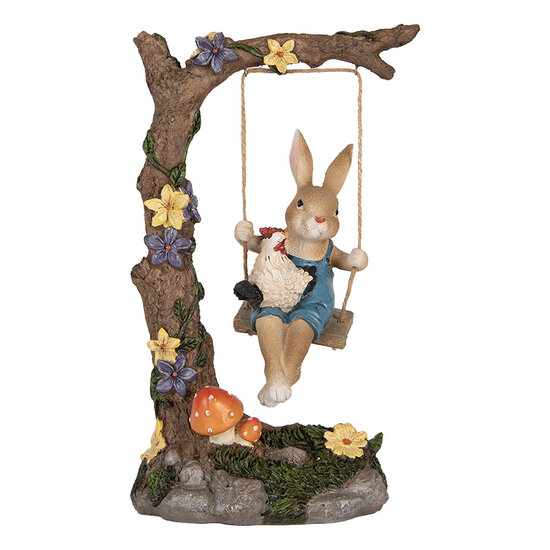 Clayre &amp; Eef   | Decoratie Konijn op Schommel Bruin 20x12x32 cm | 6PR5482