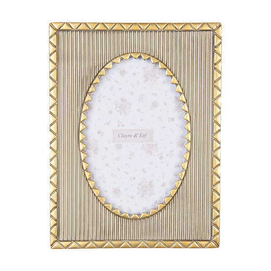 Clayre &amp; Eef   | Fotolijst Beige Goudkleurig 16x2x21 cm / 10x15 cm | 2F1218