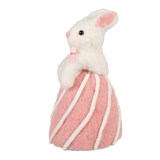 Clayre & Eef | Decoratie Beeld Konijn Wit Roze ø 12x21 cm | 65941