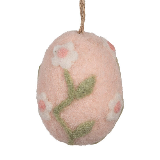 Clayre & Eef | Decoratie Hanger Ei Roze Groen ø 6x8 cm | 65961