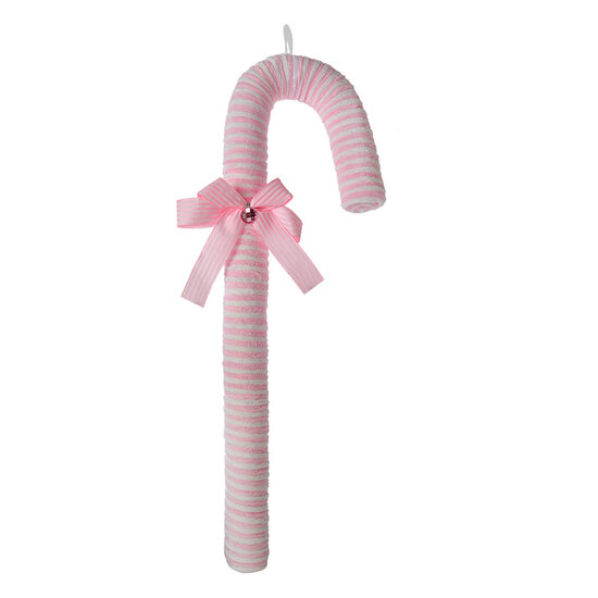 Clayre &amp; Eef   | Kerstdecoratie Hanger Zuurstok Roze Wit 17x5x56 cm | 66103L