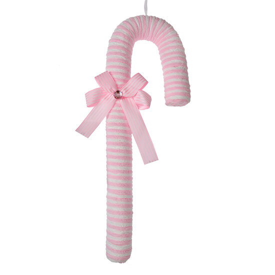Clayre &amp; Eef   | Kerstdecoratie Hanger Zuurstok Roze Wit 17x5x45 cm | 66103M
