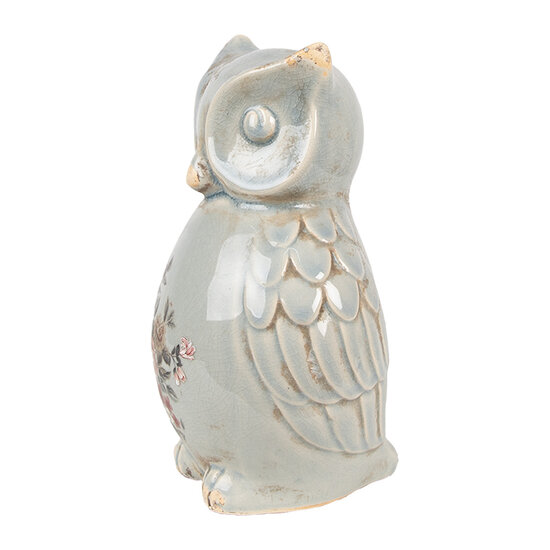 Clayre &amp; Eef   | Decoratie Beeld Uil Grijs Roze 13x12x22 cm | 6CE1967L