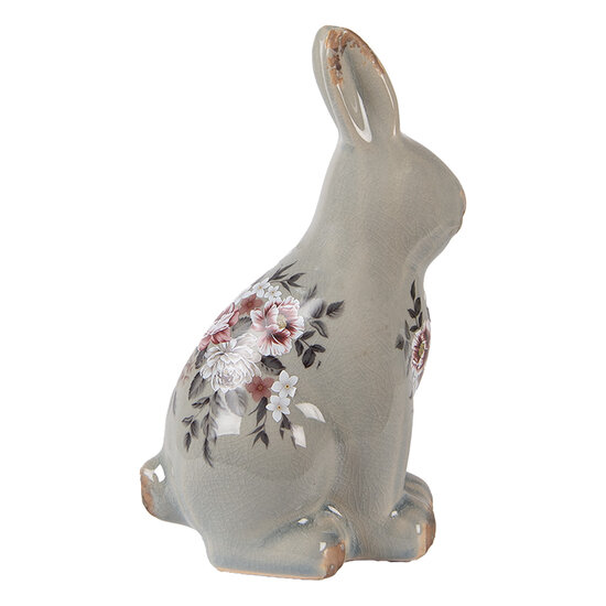 Clayre &amp; Eef   | Decoratie Konijn Grijs Roze 13x10x21 cm | 6CE1968M