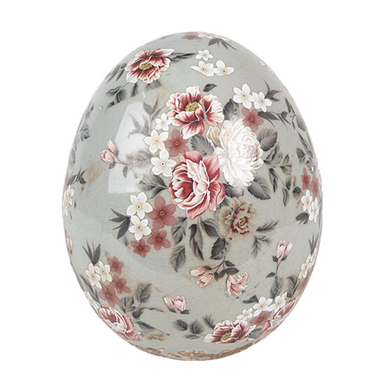 Clayre &amp; Eef   | Decoratie Beeld Ei Grijs Roze &oslash; 10x12 cm | 6CE1972M
