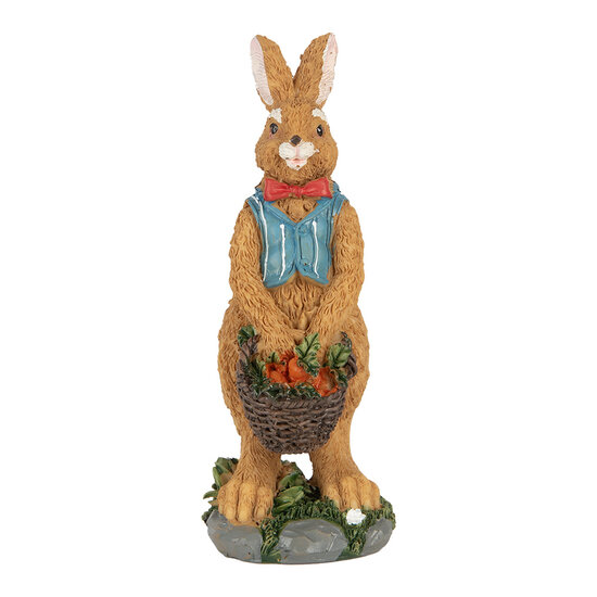 Clayre &amp; Eef   | Decoratie Konijn Bruin Blauw 5x5x13 cm | 6PR5721