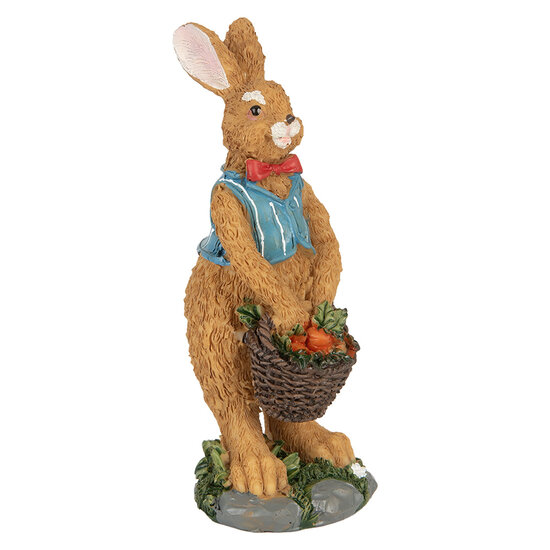 Clayre &amp; Eef   | Decoratie Konijn Bruin Blauw 5x5x13 cm | 6PR5721