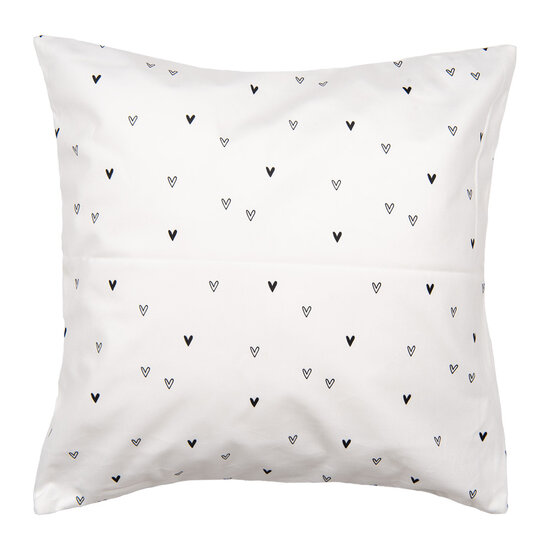 Clayre &amp; Eef   | Kussenhoes Wit Zwart 45x45 cm | BHS21