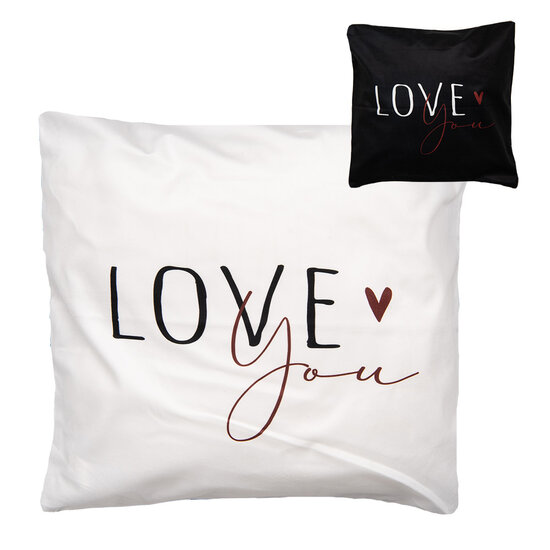 Clayre &amp; Eef   | Kussenhoes Wit Zwart 45x45 cm | BHS24-2