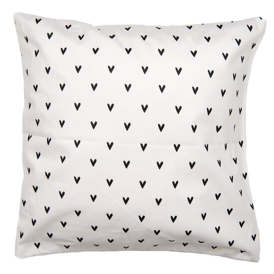 Clayre &amp; Eef   | Kussenhoes Wit Zwart 45x45 cm | BHS24-3