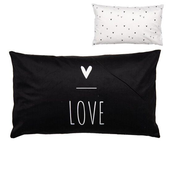 Clayre & Eef | Kussenhoes Zwart Wit 30x50 cm | BHS36-1