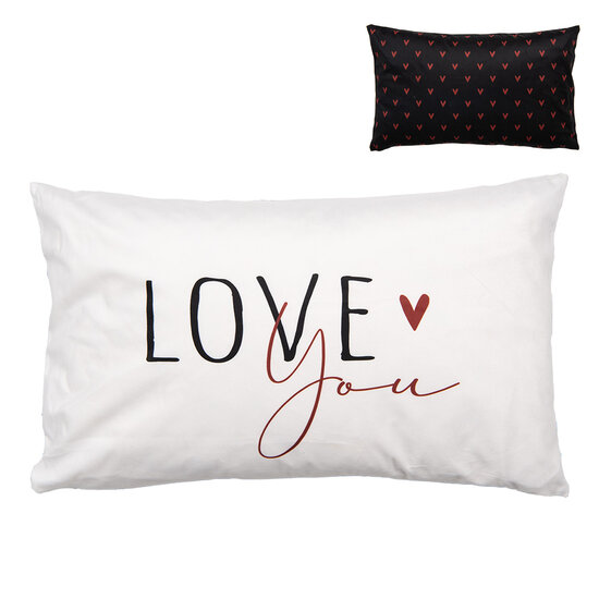 Clayre &amp; Eef   | Kussenhoes Wit Zwart 30x50 cm | BHS36-4