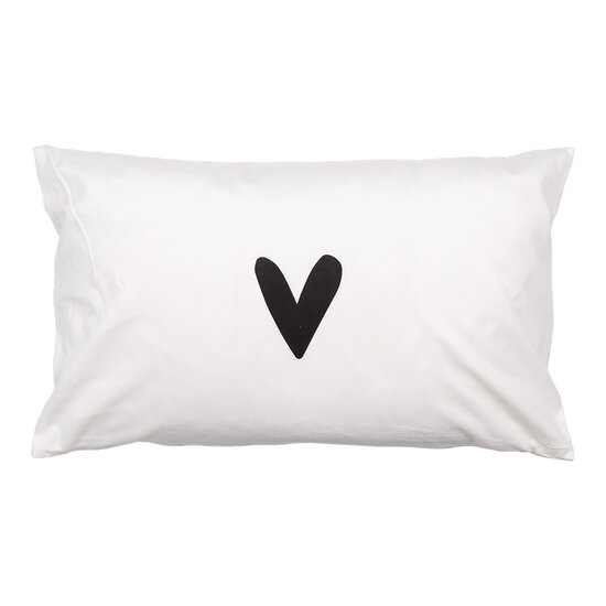 Clayre &amp; Eef   | Kussenhoes Wit Zwart 30x50 cm | BHS36-5
