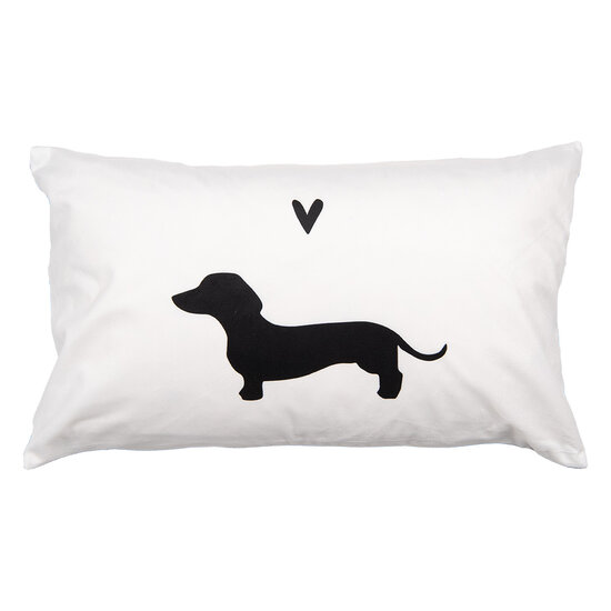 Clayre &amp; Eef   | Kussenhoes Wit Zwart 30x50 cm | PWS36-2