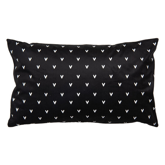 Clayre &amp; Eef   | Kussenhoes Wit Zwart 30x50 cm | PWS36-2